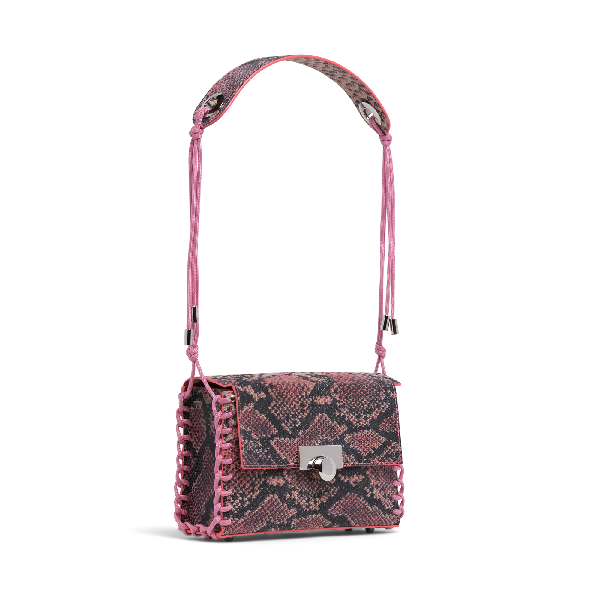 Frankie in pink snakeskin print leather
